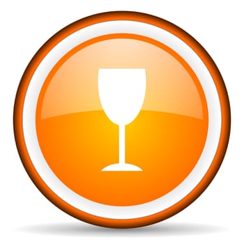 glass orange glossy circle icon on white background