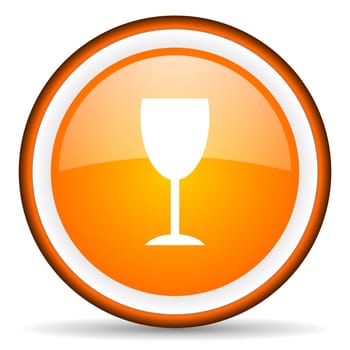 glass orange glossy circle icon on white background