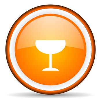 glass orange glossy circle icon on white background