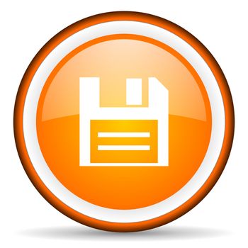 disk orange glossy circle icon on white background