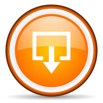 exit orange glossy circle icon on white background