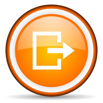 exit orange glossy circle icon on white background