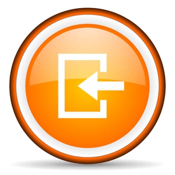 enter orange glossy circle icon on white background