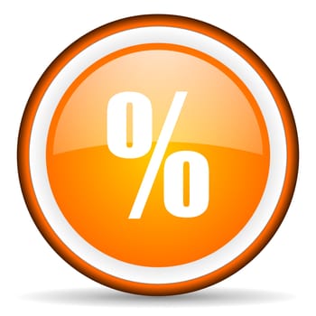 percent orange glossy circle icon on white background