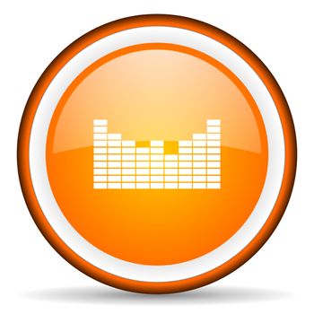 sound orange glossy circle icon on white background