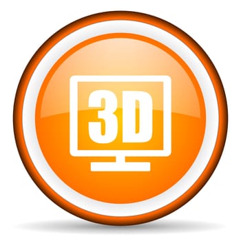 3d display orange glossy circle icon on white background