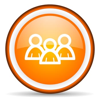 forum orange glossy circle icon on white background