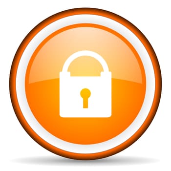 protect orange glossy circle icon on white background