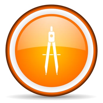 e-learning orange glossy circle icon on white background