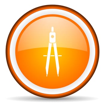 e-learning orange glossy circle icon on white background