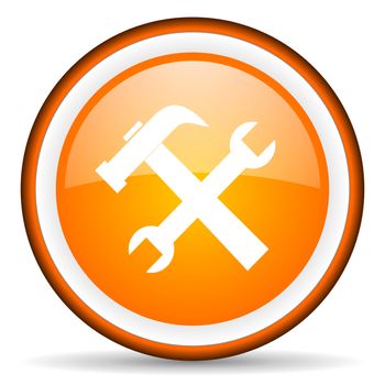 tools orange glossy circle icon on white background