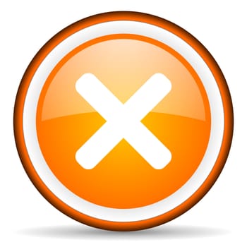 cancel orange glossy circle icon on white background