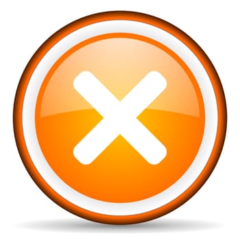 cancel orange glossy circle icon on white background