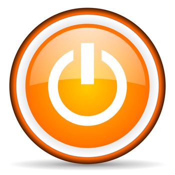 power orange glossy circle icon on white background