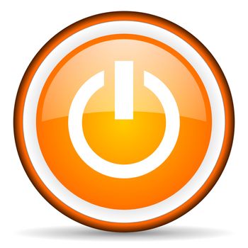 power orange glossy circle icon on white background