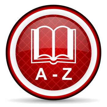 dictionary red glossy icon on white background
