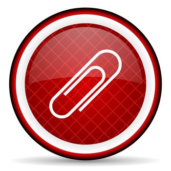 paper clip red glossy icon on white background