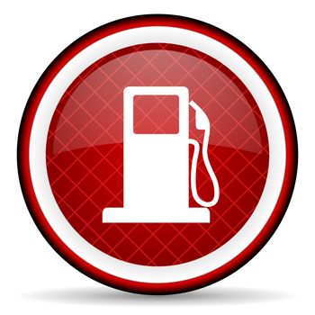 fuel red glossy icon on white background