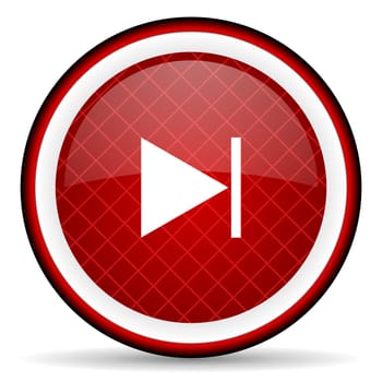 next red glossy icon on white background