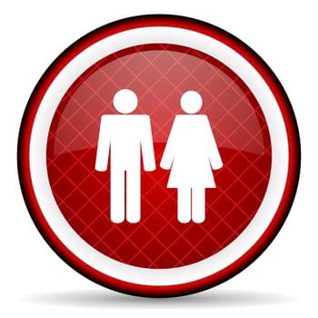 couple red glossy icon on white background