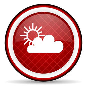 weather red glossy icon on white background
