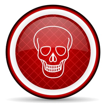 skull red glossy icon on white background