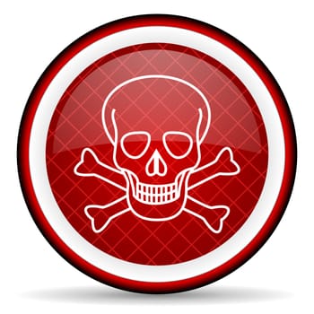 skull red glossy icon on white background