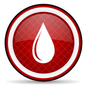 water drop red glossy icon on white background v