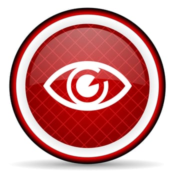 eye red glossy icon on white background