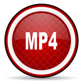 mp4 red glossy icon on white background