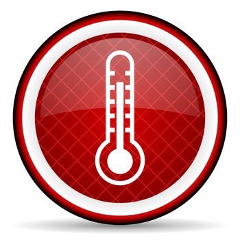 thermometer red glossy icon on white background