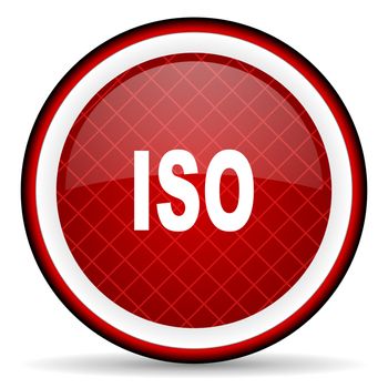 iso red glossy icon on white background