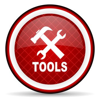 tools red glossy icon on white background