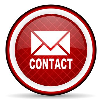 contact red glossy icon on white background