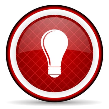 light bulb red glossy icon on white background