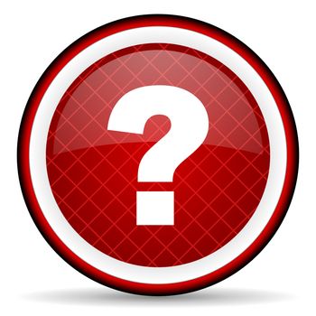 question mark red glossy icon on white background