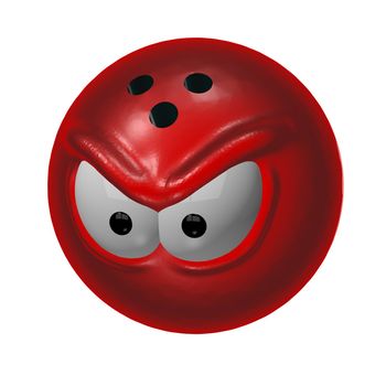 evil bowling ball - 3d cartoon illustration