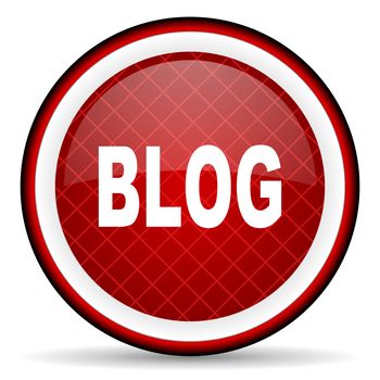 blog red glossy icon on white background