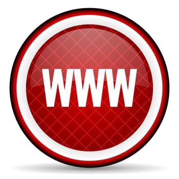 www red glossy icon on white background