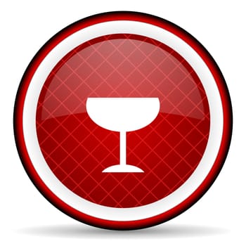 glass red glossy icon on white background