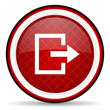 exit red glossy icon on white background