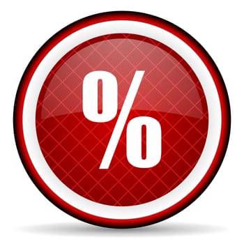 percent red glossy icon on white background