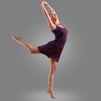 dancer on a gray background , motion