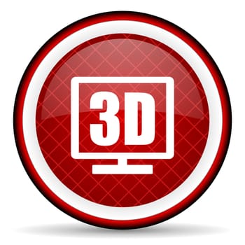 3d display red glossy icon on white background