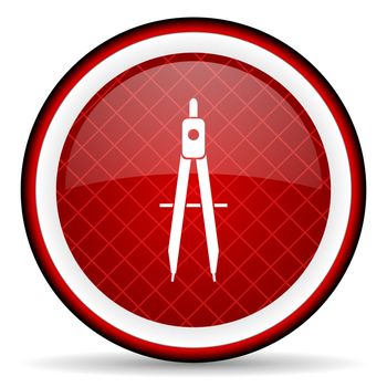 e-learning red glossy icon on white background