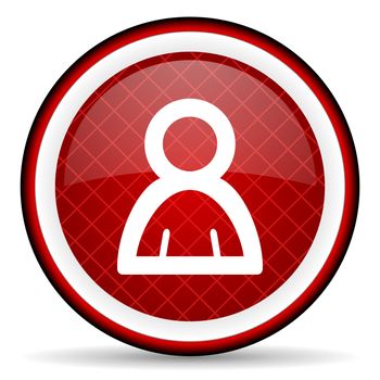 contact red glossy icon on white background