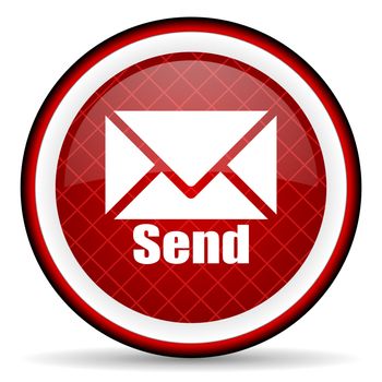 send red glossy icon on white background