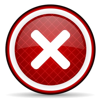 cancel red glossy icon on white background