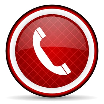 telephone red glossy icon on white background