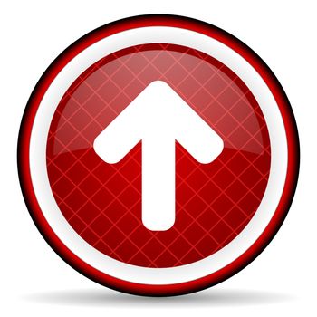 arrow up red glossy icon on white background